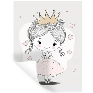 MuchoWow Wandsticker Prinzessin - Herzen - Blumen - Krone - Mädchen (1 St), Wanddeko, Aufkleber, Wandtattoo, 90x120 cm bunt 90 cm x 120 cm x 0.1 cm