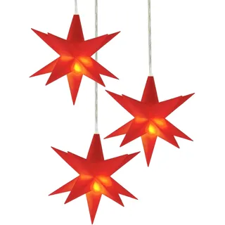 3D Weihnachtsstern 12 cm 3er Set warm weiß Beleuchtet - rot - LED Fenster Leuchtstern mit Timer Batterie betrieben - Stern Weihnachtsdeko Fensterdeko Weihnachten Advent Winter Deko Dleuchtung