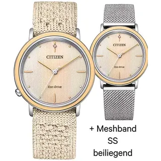 Solaruhr CITIZEN "EM1006-40A" Armbanduhren beige Damen Solaruhren Armbanduhr, Damenuhr