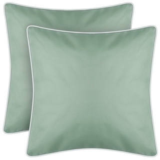 BestLivings Outdoor Kissen mit Paspel 2er Pack 45 x 45 cm) Mintgrün - Dekokissen Garten Reißverschluss - Schmutz- und Wasserabweisend - abnehmbarer Bezug