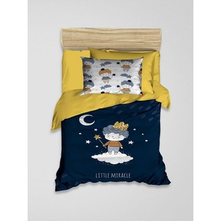 Babybettwäsche Renforcé Bettbezug-Kopfkissenbezug-Set für Baby «Der kleine Prinz», Best Class, 100% Baumwolle, 2 teilig, 100% Renforcé Baumwolle Bettwäsche-Set mit 3D Muster blau|gelb