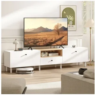 Homcom TV Schrank 200 cm Lowboard 45 cm Weiß Holz