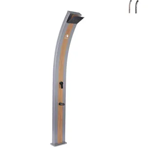 Sined Ella Grigia Wood Aluminium Solardusche Mit 40 Liter Fußwaschhahn Grau Und Holzoptik