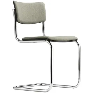 THONET S 43 PV | Gepolstert grau |Stahlrohr-Freischwinger | Gestell verchromt