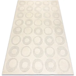 Dune 2552 Teppich Creme – Pfauenmuster, Struktur Beige 240x330 Cm