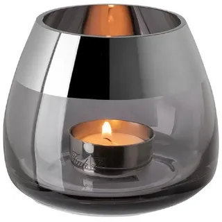 Fink Teelichthalter Bella Glas Grau/Silber