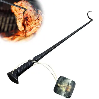 2024 Fleischflossen, Grill-Flipper, Edelstahl, Grill-Fleischwender, Haken zum Grillen, Räuchern, Pfannenwender mit Griff für Steak, Rippchen und Gemüse (1 Stück)