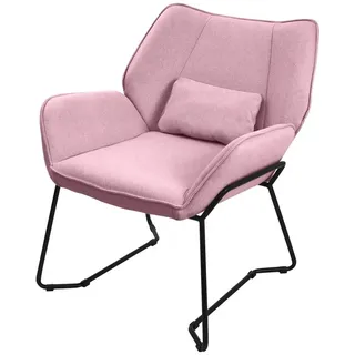 ML DESIGN modern liv Relaxsessel Loungesessel Leinen 77 x 85 x 75 cm Rosa mit Rückenkissen
