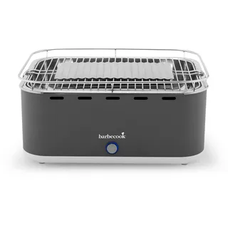 Barbecook Rauchfreier Holzkohlegrill Tischgrill mit Tragetasche geeignet für Balkon als Outdoor Camping-Grill mit eingebauten Gebläse, spülmaschinen-fest, Grau