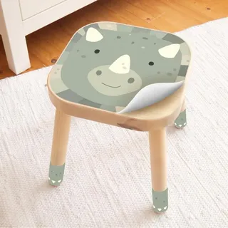LIMMALAND Möbelfolie Kinder passend für IKEA Flisat Kinderhocker – Tiermotiv – Selbstklebende Folie für Kindermöbel – Bunte Klebefolie für Kinderzimmer – DIY Möbeldeko (DINO)