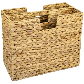 HMF Zeitungsständer, Zeitungskorb geflochten aus Wasserhyazinthe, 2 Fächer, 40 x 20 x 33 cm