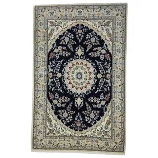 Borento Orientteppich Perserteppich Nain 196 x 123 cm, rechteckig, Handgeknüpft blau
