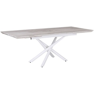 BELIANI Esstisch Weiß MDF Tischplatte Marmor Optik 160 x 90 cm ausziehbar 200 x 90 cm mit Metallbeinen Rechteckig Modern Glamour Esszimmer Küche