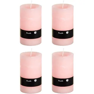 Stumpenkerzen Rustic 4er Set - Stumpenkerze, Blockkerze, Kerze, Adventskranz, Advent - Kein Ruß - (7x13, Light Pink, 4)