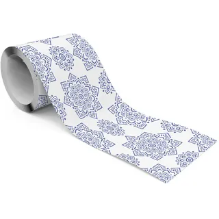 Muralo Tapetenbordüre, Blau, Weiß, Papier, Abstrakt, Orientalisch, Rechteckig, 10x300x300 cm, Tapeten, Wandverkleidungen, Wandtattoos - Sticker