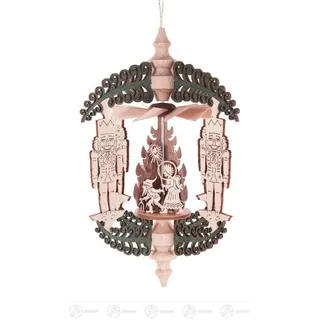 Dregeno Erzgebirge Christbaumschmuck Baumschmuck Wärmespiel "Rollbaum" Nussknacker, Weihnachtsmann und
