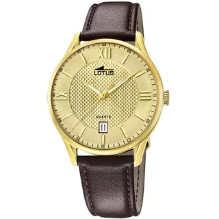 Lotus Uhr Für Herren 18403/B Outlet Gold Edelstahl Case BraunLeder Band