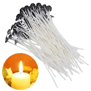100 Stück Natürliche Baumwoll-Kerzen Dochte – Lebensmittelecht Essbare Dochte für Butterkerzen, Gewachst Mit Öse für Soja, Gel, Paraffin Wachs DIY Kerzenherstellung Projekte (8 cm)