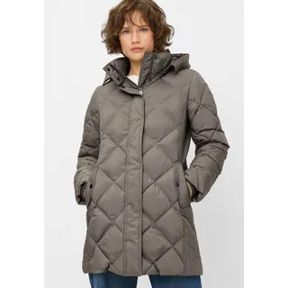 Steppmantel FUCHS SCHMITT "Steppkurzmantel", Damen, Gr. 38, braun (taupe), Web, Obermaterial: 100% Polyester, regular fit knieumspielend, hoch geschlossener Ausschnitt, Rippstrickbündchen, Mäntel Steppmantel, hoher Stehkragen, Regular Fit, Kapuze