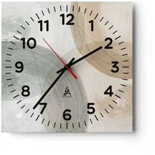 Modern Wanduhr Aquarell Räder Pastell 30x30cm Quadrat Klein Wand Uhr Glas Analog Zimmeruhren Küche Büro Wohnzimmer Glasuhr Wall Clock Dekoration Design Wanddekoration Küchenuhr C4AC30x30-4842