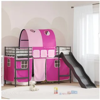 vidaXL Etagenbett 74,5 x 190 cm Metall schwarz-pink