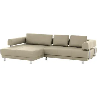 Stylife Ecksofa, Sand, Metall, Echtleder, Dickleder, 3-4-Sitzer, Füllung: Polyurethan (Pur), Ottomane links, L-Form, 307x188 cm, Goldenes M, Typenauswahl, Fußauswahl, Lederauswahl, Stoffauswahl, seitenverkehrt erhältlich, individuell planbar, Wohnzimmer, Sofas & Couches, Wohnlandschaften, Ecksofas