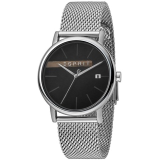 Esprit Timber Black Silver Mesh Designer Herren Armbanduhr Herrenuhr ES1G047M0055