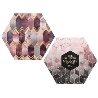Hexagon Bild Alu-Dibond 2-teilig - Elisabeth Fredriksson - She Believed Art Deco Set Rosé Gold Set I, Größe HxB:2x 47x55cm, Material:Seidenmatt