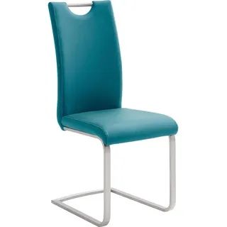 Novel Schwingstuhl, Edelstahl, Petrol, Metall, Textil, Flachrohr, 42x103x55 cm, Stoffauswahl, Typenauswahl, Esszimmer, Stühle, Esszimmerstühle, Schwingstühle