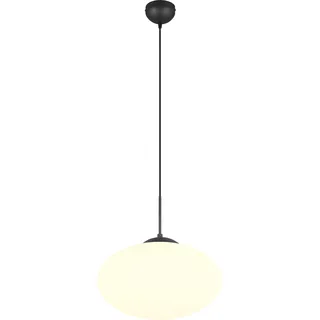 TRIO LEUCHTEN Pendelleuchte "FOMENTO, Hängelampe mit Glasschirm, exkl 1x E27 max 15W", weiß (schwarz matt), 1, Ø 40cm H: 150cm, 1 Stk., Leuchten, Glas Hängeleuchte Höhe 150 cm, Hängelampe Küche Esszimmer Wohnzimmer, Pendelleuchte