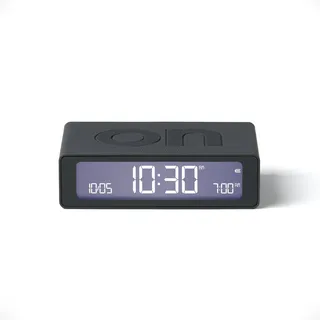 Lexon Flip Mini Reisewecker, digitaler LED-Wecker mit On/Off-Funktion, Einstellbarer Helligkeit, wiederaufladbar und berührungsempfindlich, ideal als Nachttisch-Wecker - Dunkelgrau
