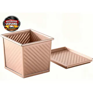 Quadratische Brotbackform 250g mit Deckel Antihaft Edelstahl für Sauerteig und S