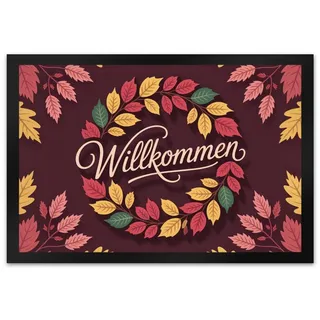 speecheese Fußmatte Willkommen Herbstlaub Kranz Fußmatte XL in 40x60 cm 40 cm