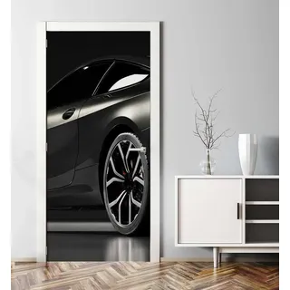 MyMaxxi Türtapete selbstklebend - Einteilige Türfolie 90x200 cm - Motiv: schwarzes Heck Sportwagen Türklebefolie zum verschönern & bekleben der Tür - Türaufkleber aus Klebefolie