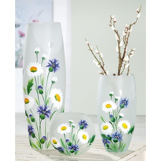 GILDE Kugelvase Wildblumen Glas blau, grün, weiß 39302