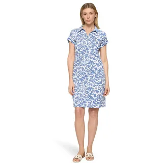 Cartoon Druckkleid Kurzarm Blau/Weiß 36