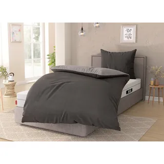 Bett1.de Bodyguard Flanell Silber/Anthrazit 135 x 200 cm + 80 x 80 cm