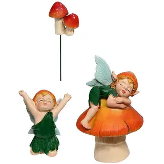 3-teiliges Set Pilz-elfen-statuen, Miniaturfiguren, Pflanzgefäße, Feengarten-accessoires