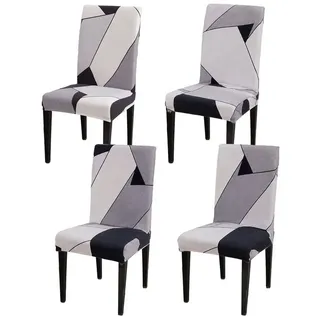 Vivi Idee Stuhlbezug Stuhlhussen 4/6er Set Spannbezug für Esszimmerstühle Schwingstuhl, Elastische Waschbar Hochzeit Büro Partys Deko grau|schwarz