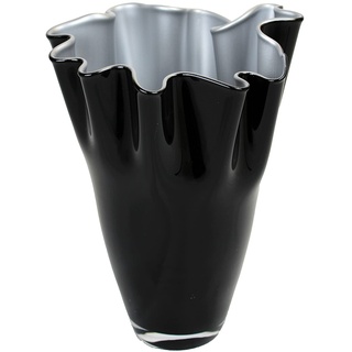 SIGNATURE HOME COLLECTION Glasvase Silber schwarz Blumenvase mundgeblasen 21 x 21 x 30 cm