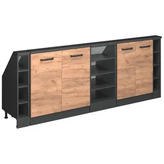 Vicco Dachschrägenschrank-Set Rion 210 x 83,8 x 46 cm Honigeiche / Anthrazit