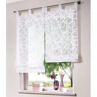 my home Raffrollo Tanaro, mit Schlaufen, Halbtransparent, Voile, Polyester weiß 45 cm x 140 cm