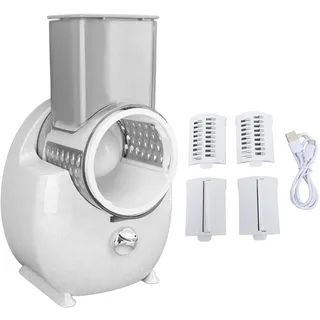 Elektrische Käsereibe, elektrische Gemüseschneider, Kartoffelschneider, multifunktionaler Zerkleinerer, elektrische Gemüseschneider, Zerkleinerer für Gemüse, Karotten, Karotten, (White)