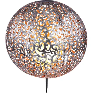 LED Solar-Stecklampe, Kugel, silber, 40 cm