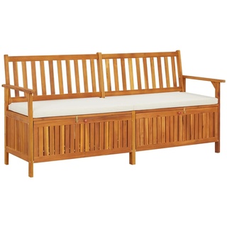 Festnight Gartenbank mit Stauraum Holz 170 cm Truhenbank mit Kissen Groß Aufbewahrungsbox Holzbank 3 Sitzer Holztruhe Sitztruhe Garten Sitzbank Balkon Bank Gartentruhe Kissenbox