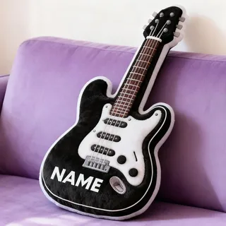 HCLRIU Personalisiertes Kissen in Form eines E-Gitarre, Plüschkissen mit individuellem Namen, geeignet für Betten, Sofas, Schlafzimmer und Wohnzimmer Geschenk für Geburtstag, Weihnachten, Ostern