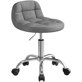 WOLTU Bürohocker mit Rollen, Schminktisch Stuhl höhenverstellbar, Rollhocker mit niedriger Rückenlehne, Arbeitshocker für Büro Salon Massage Spa, Samt, Dunkelgrau