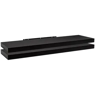 Woltu Wandregal 2er Set 120 x 22,9 x 3,8 cm Schwarz