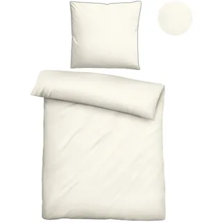 biberna Uni Pique Baumwolle Beige 155 x 220 cm + 80 x 80 cm