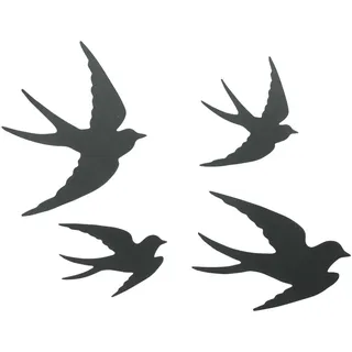 Dekoleidenschaft Wanddekoobjekt "Vögel" Wanddeko aus Metall, schwarz, Wandhänger Wandtattoo Metallbild (4 St., im Set) schwarz